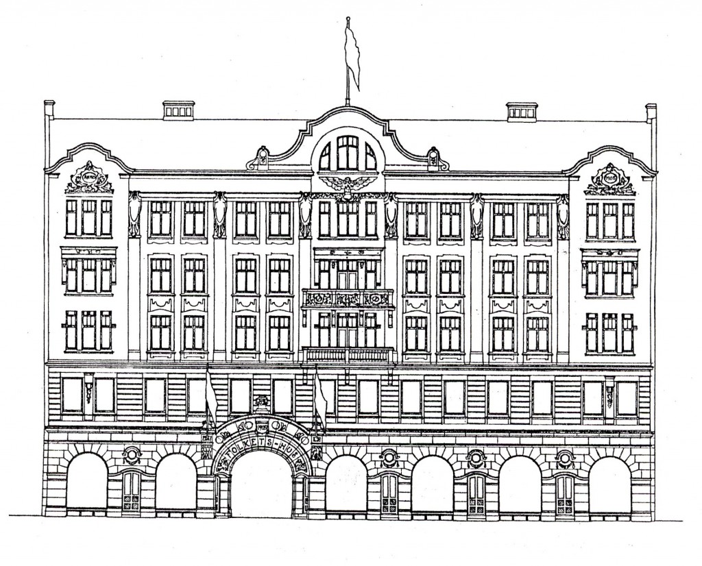 Fasadritning Folkets hus Helsingborg